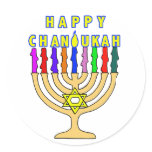 Happy Chanukah Menorah Lights Stickers