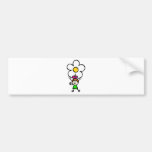happy children holding flower cartoon illustration bumper sticker