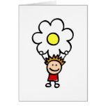 happy children holding flower cartoon illustration cards