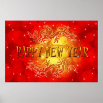 Happy Chinese New Year Dragons Poster