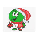 Happy christmas bowling ball wearing a santa cap postcards