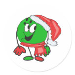 Happy christmas bowling ball wearing a santa cap