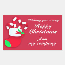 Happy Christmas candy business gift labels Rectangular Sticker