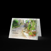 Happy Christmas Card, Cobbled street,