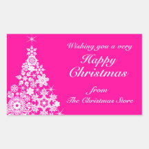 Happy Christmas snowflake tree gift labels pink Sticker