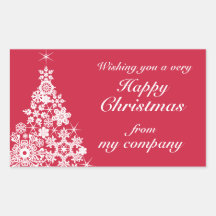 Happy Christmas snowflake tree gift labels Rectangular Sticker