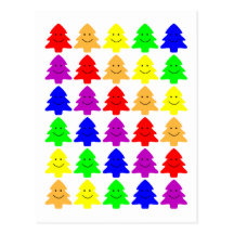 Happy Christmas Trees Postcards