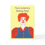 Happy Clown Birthday Party Invitations Cards