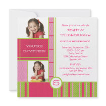 Happy Colour Block Little Girl Party Invitation