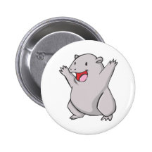 Happy Common Wombat Cartoon Pinback Button