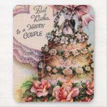 Happy Couple Wedding Cake Mouse Pad