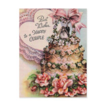 Happy Couple Wedding Cake Post Card