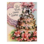 Happy Couple Wedding Cake Post Card