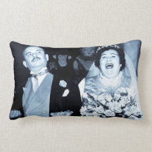 Happy Couple Wedding Day Vintage Portrait Pillow