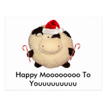 Happy Cow Christmas Card Postcard I Love You
