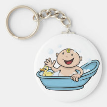 Happy cute baby bath time keychains