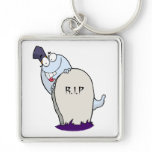 happy cute ghost and tombstone for halloween keychains