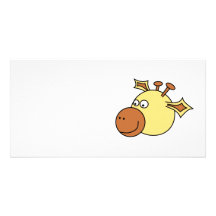 Happy Cute Giraffe. Cartoon Animal. Photo Card Template