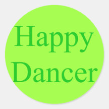 Happy Dancer green Round Stickers