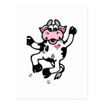 Happy Dancing Cow Postcard