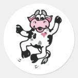 Happy Dancing Cow Round Sticker