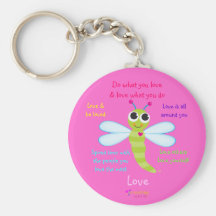 Happy Dragonfly "Love" Keychain