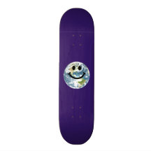 Happy Earth smiley face Custom Skate Board