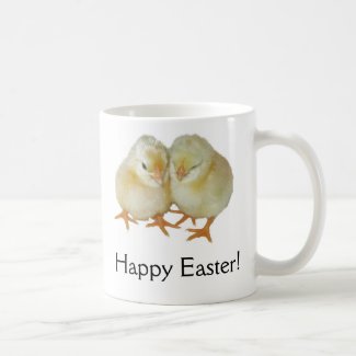 Happy Easter - 2 Cute Yellow Basque Chicks Basic White Mug