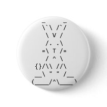 Happy Easter ASCII Bunny Art Pins