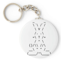 Happy Easter ASCII Bunny Art Keychains