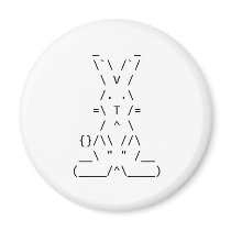 Happy Easter ASCII Bunny Art Refrigerator Magnet