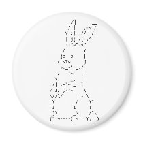 Happy Easter ASCII Bunny Art Refrigerator Magnet