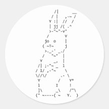 Happy Easter ASCII Bunny Art Round Sticker