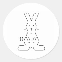 Happy Easter ASCII Bunny Art Round Stickers