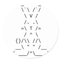 Happy Easter ASCII Bunny Art Sticker