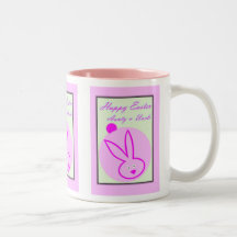 HAPPY EASTER AUNTY & UNCLE BUNNY RABBITS PINK MUG