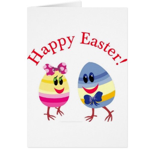 Happy Easter Boy And Girl Egg Card