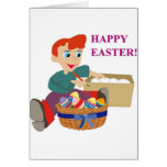 Happy Easter Boy Opening Presents Cards