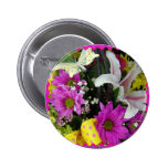 Happy Easter Bright Spring Flowers Pinback Button