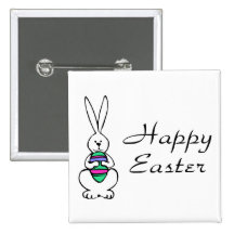 Happy Easter Bunny Egg Pinback Button