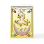Happy Easter chick with egg, for Mum and Dad cards