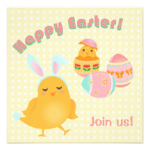 Happy Easter Chicks Easter Picnic Party Invitation