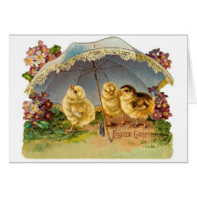 Happy Easter Chicks Vintage Card