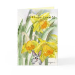 Happy Easter Daffodils Rabbit Card