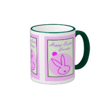 HAPPY EASTER GRANDMA BUNNY RABBITS PINK COFFEE MUG