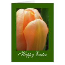 Happy Easter Orange Tulip Greeting Cards