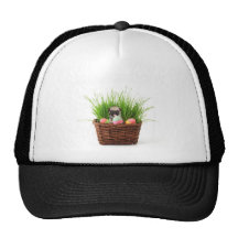 Happy Easter pug puppy Mesh Hats