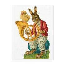 Happy Easter With French Horn Postcard