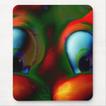 Happy Eyes Solarised Crazy Red Green Mousepad