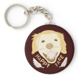 Happy Face Dog Doodle Art Keychain